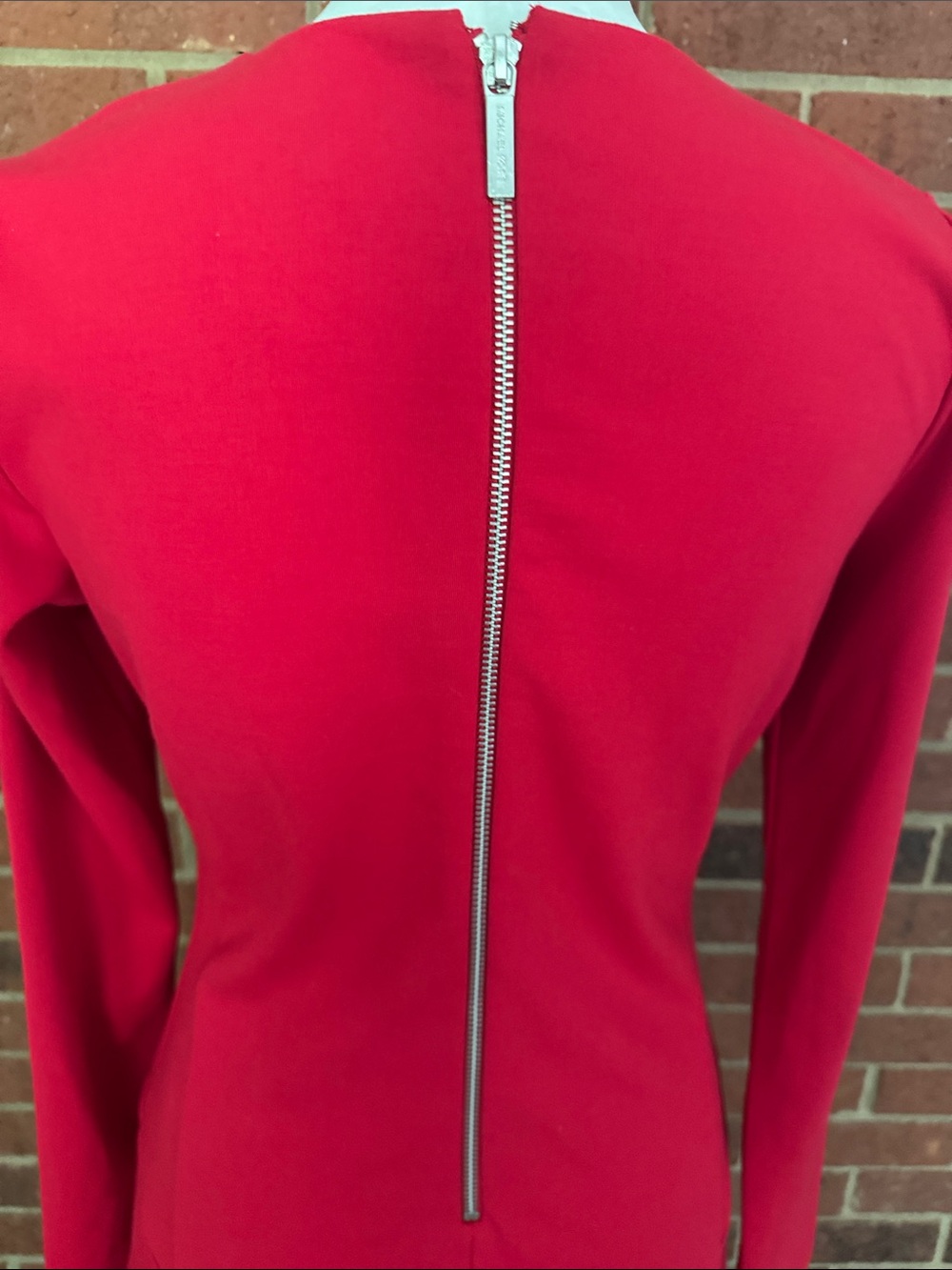 MICHEAL Michael Kors Red Long-Sleeve A-Line Dress with Zip Details - Picture 6 of 8